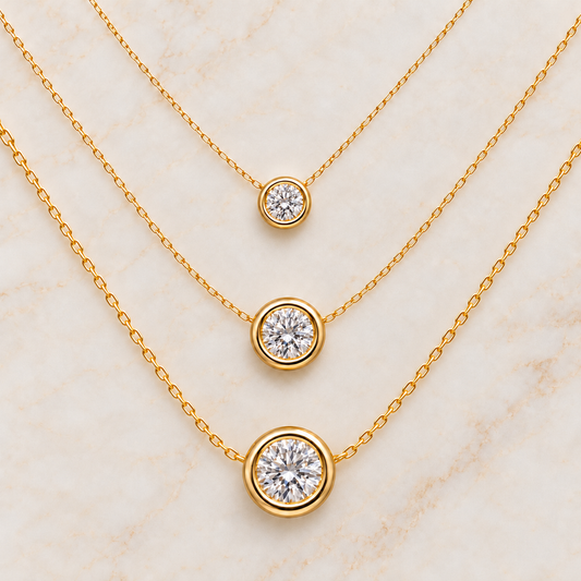 Bezel Set Lab Grown Diamond Solitaire Slider Necklace