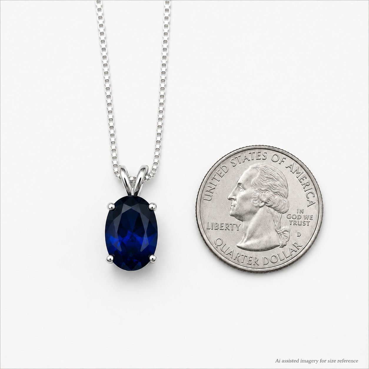 7CT Oval Cut Blue Sapphire Necklace | Statement Sapphire Jewelry | Lab Grown