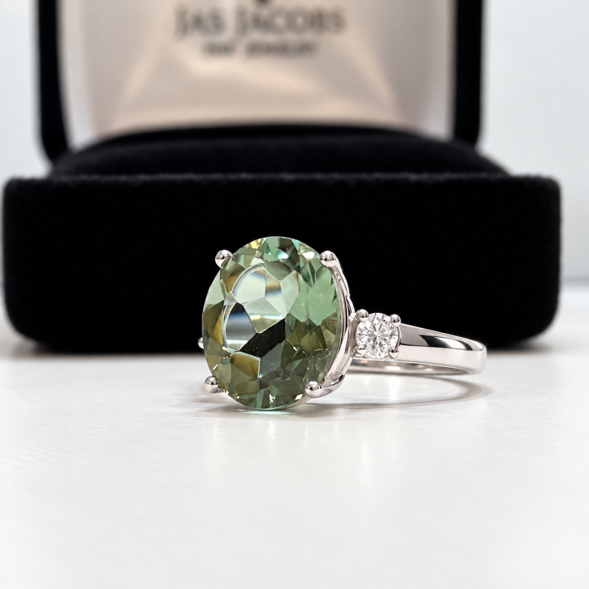 4.5ctw Natural Green Quartz & White Topaz Statement Ring