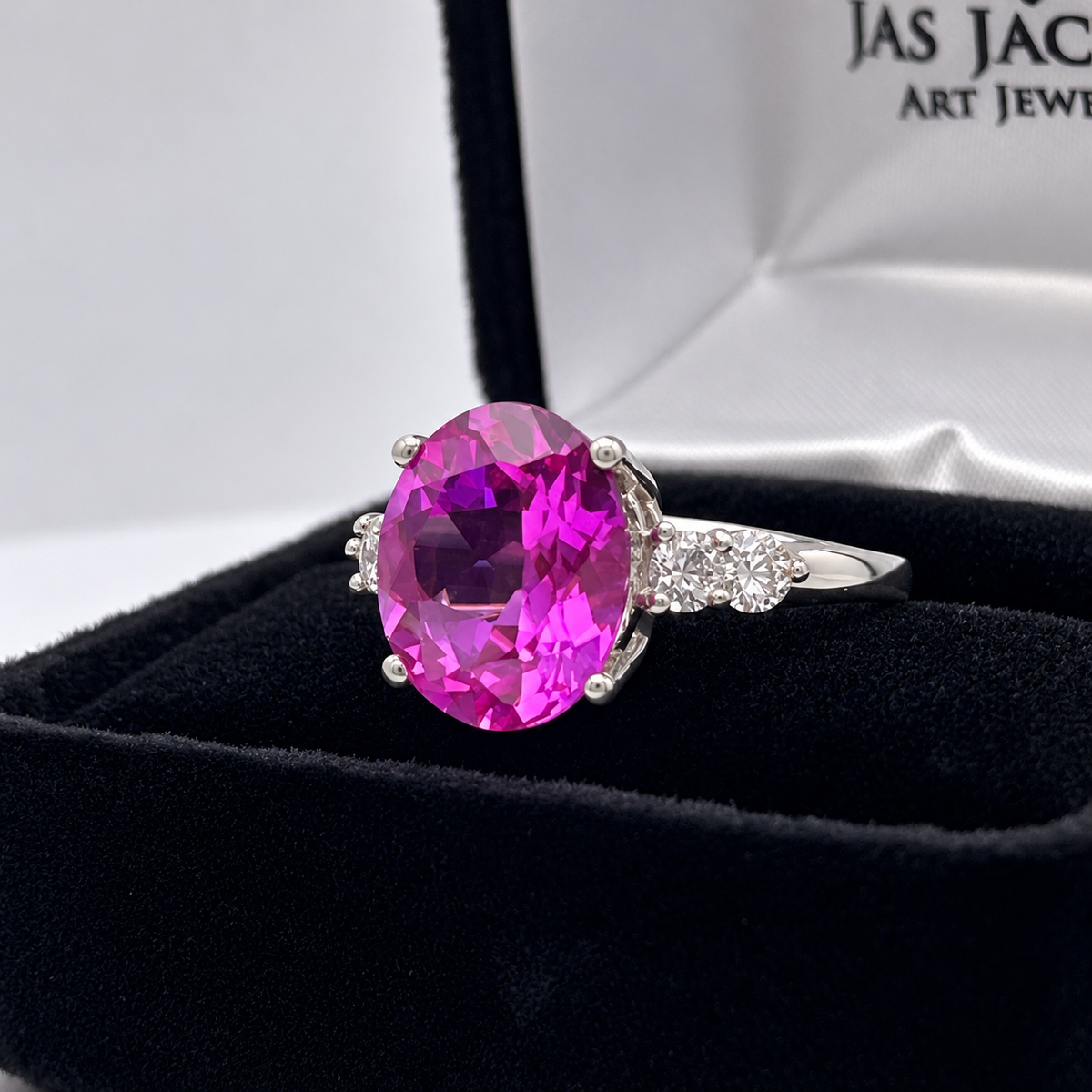 5.6ctw Oval Pink Sapphire & White Sapphire Statement Ring