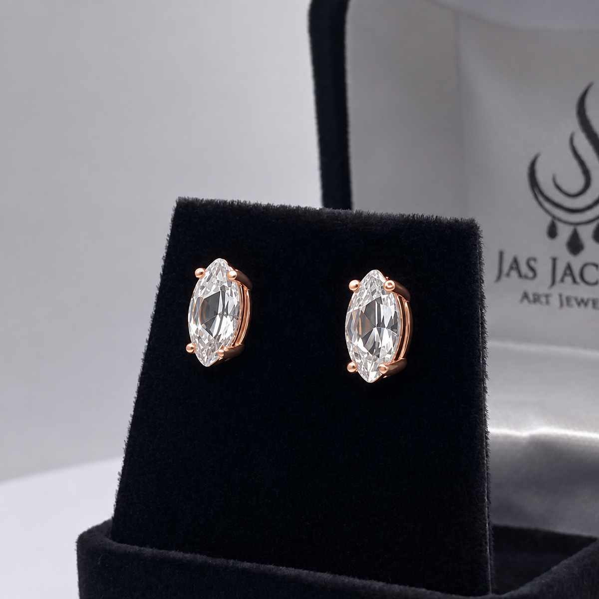 Marquise Moissanite Stud Earrings – Custom Size 0.6 to 2ctw
