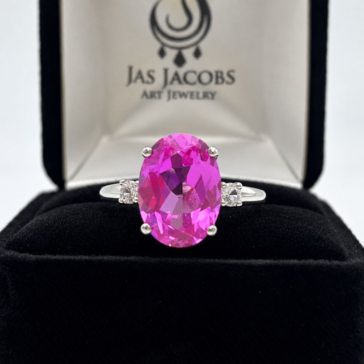 7.26ctw Oval Pink Sapphire & White Sapphire Ring