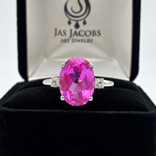 7.26ctw Oval Pink Sapphire & White Sapphire Ring
