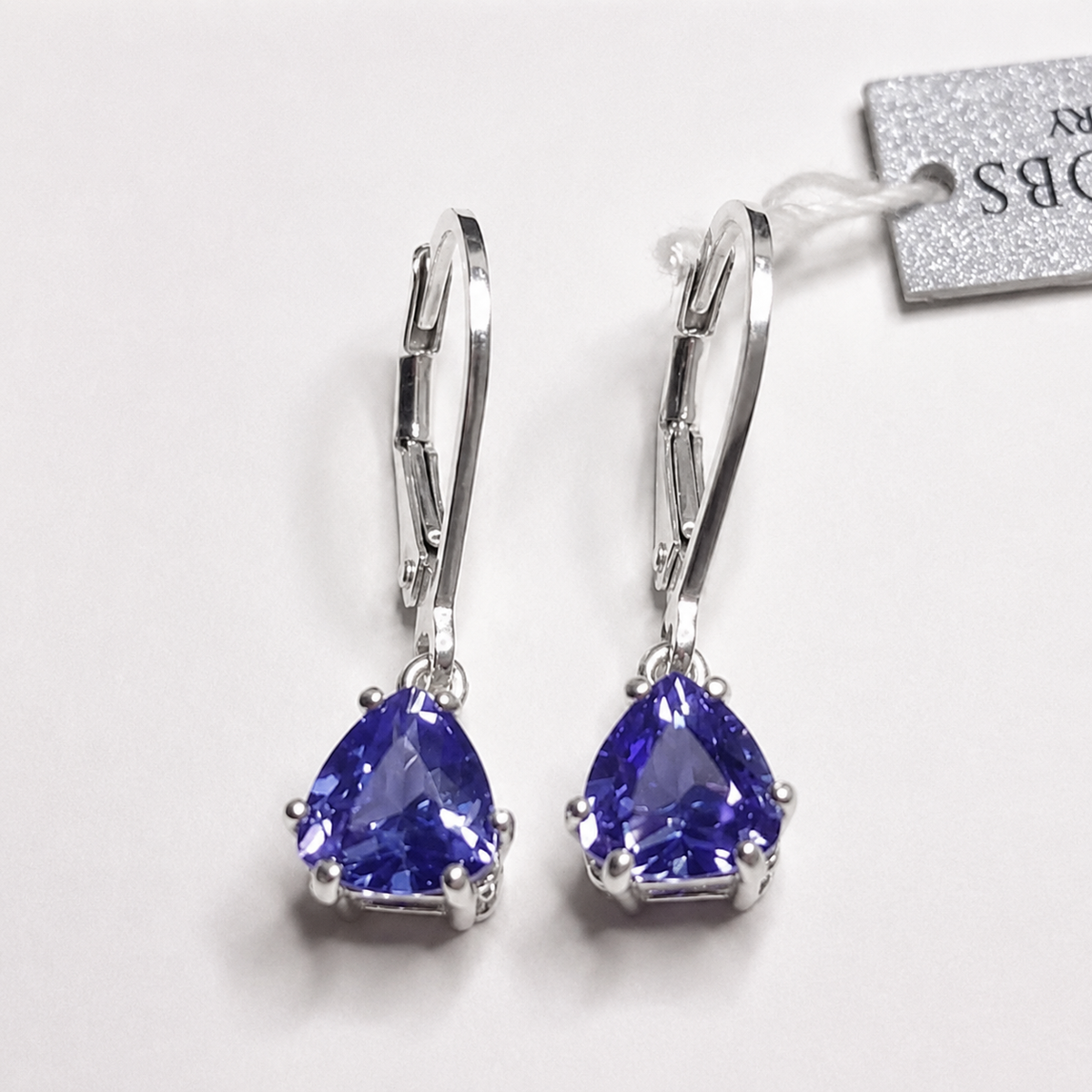 2.5ctw Trillion Cut Tanzanite Earrings in Sterling Silver