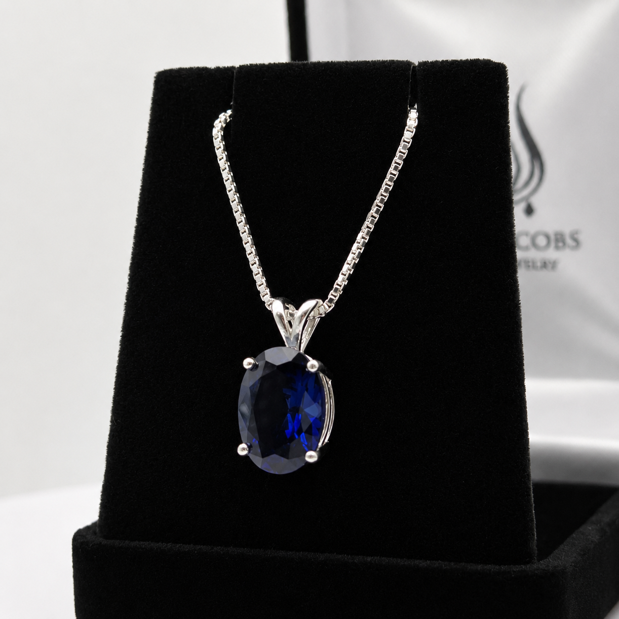 7CT Oval Cut Blue Sapphire Necklace | Statement Sapphire Jewelry | Lab Grown