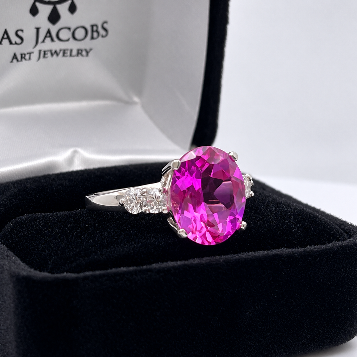 5.6ctw Oval Pink Sapphire & White Sapphire Statement Ring