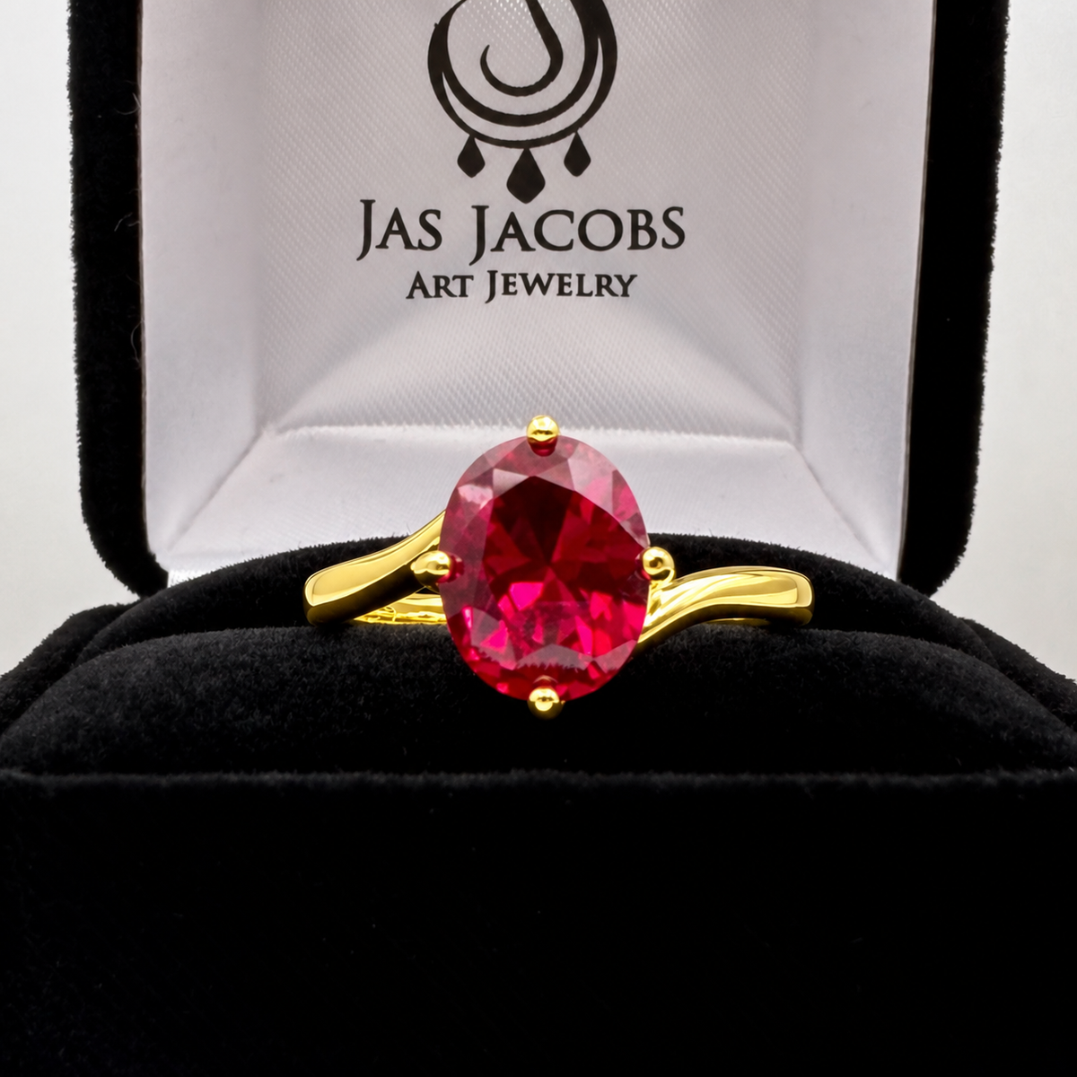 3ct Oval Cut Ruby Bypass-Inspired Solitaire Ring