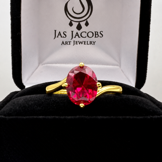 3ct Oval Cut Ruby Bypass-Inspired Solitaire Ring