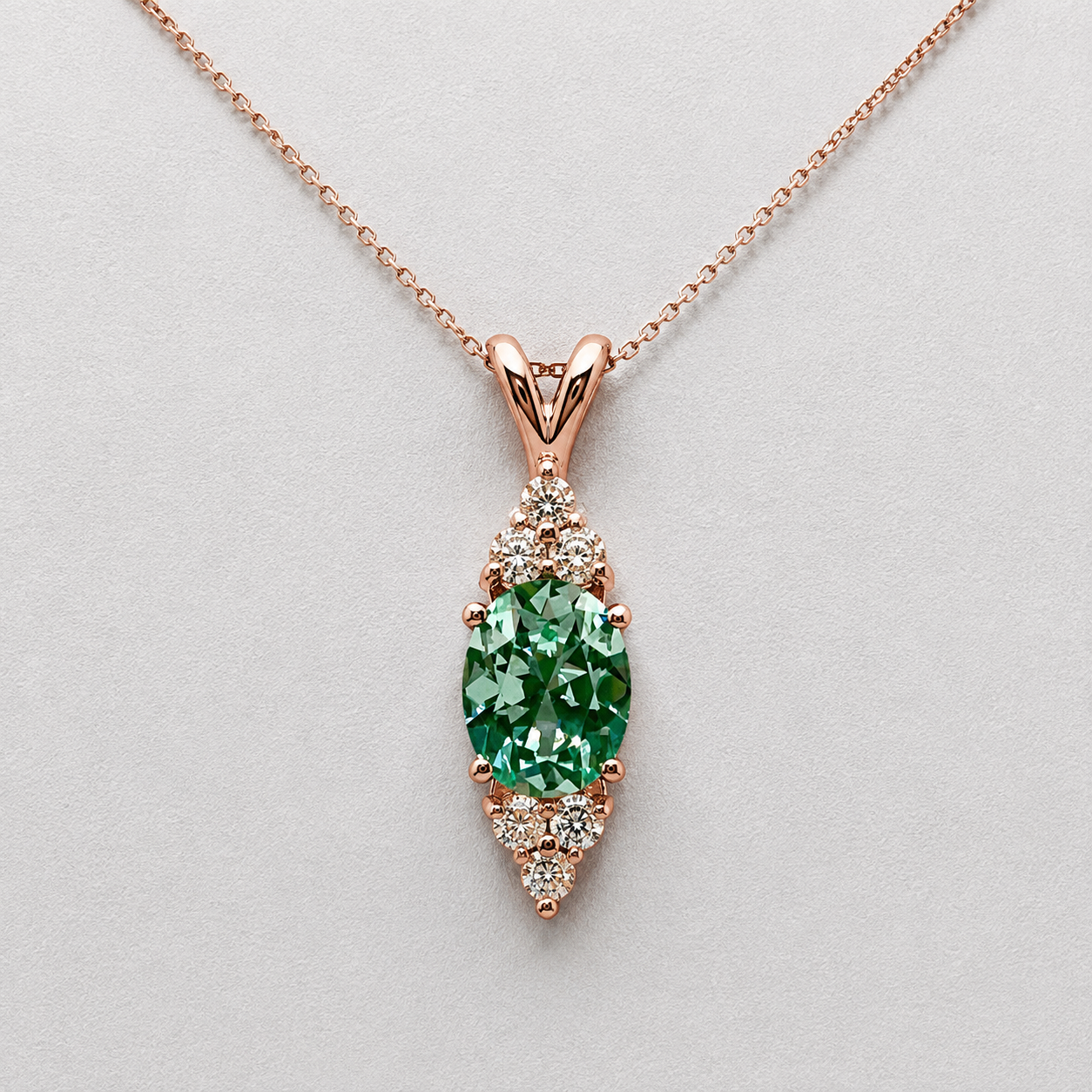 4ctw Mint Green Spinel and White Sapphire Necklace, Vintage Inspired