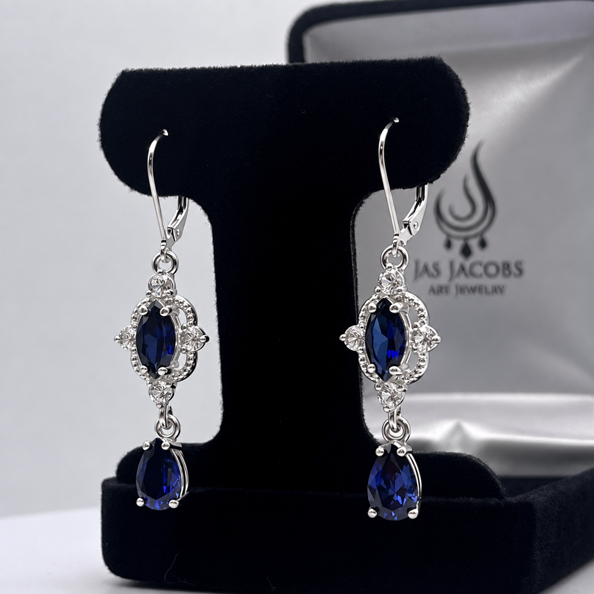 Vintage Inspired 6.7ctw Sapphire Drop Earrings
