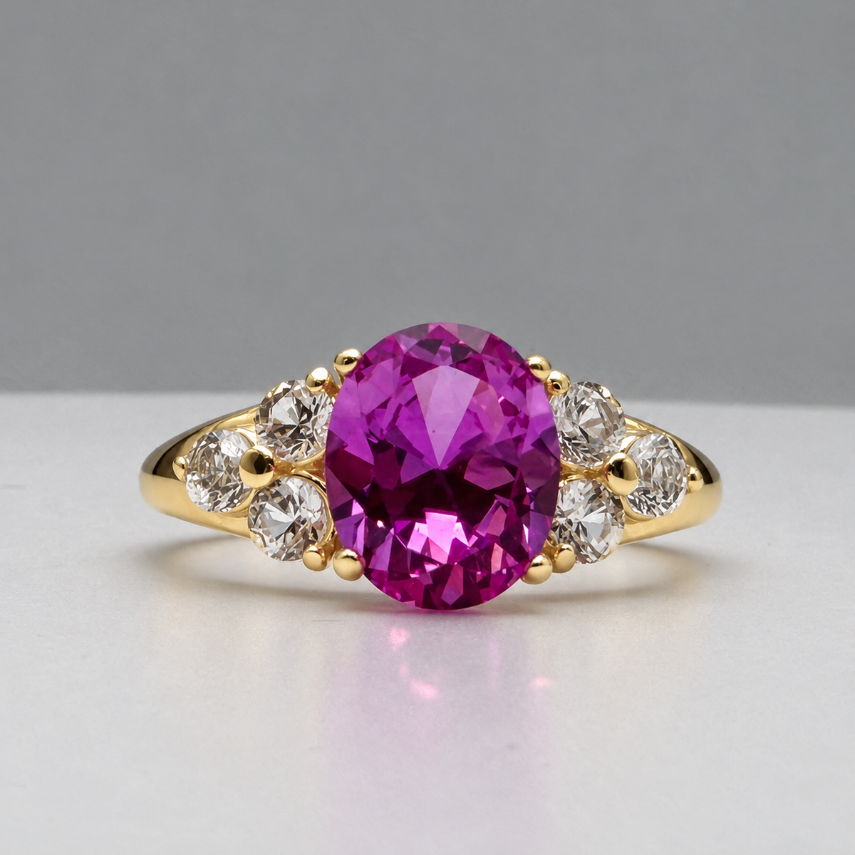 3.78ctw Oval Pink Sapphire & White Sapphire Floral Cluster Ring