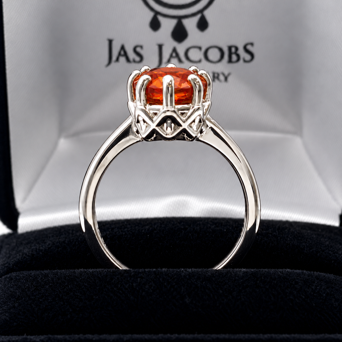 3ct Oval Cut Padparadscha Sapphire Solitaire Ring
