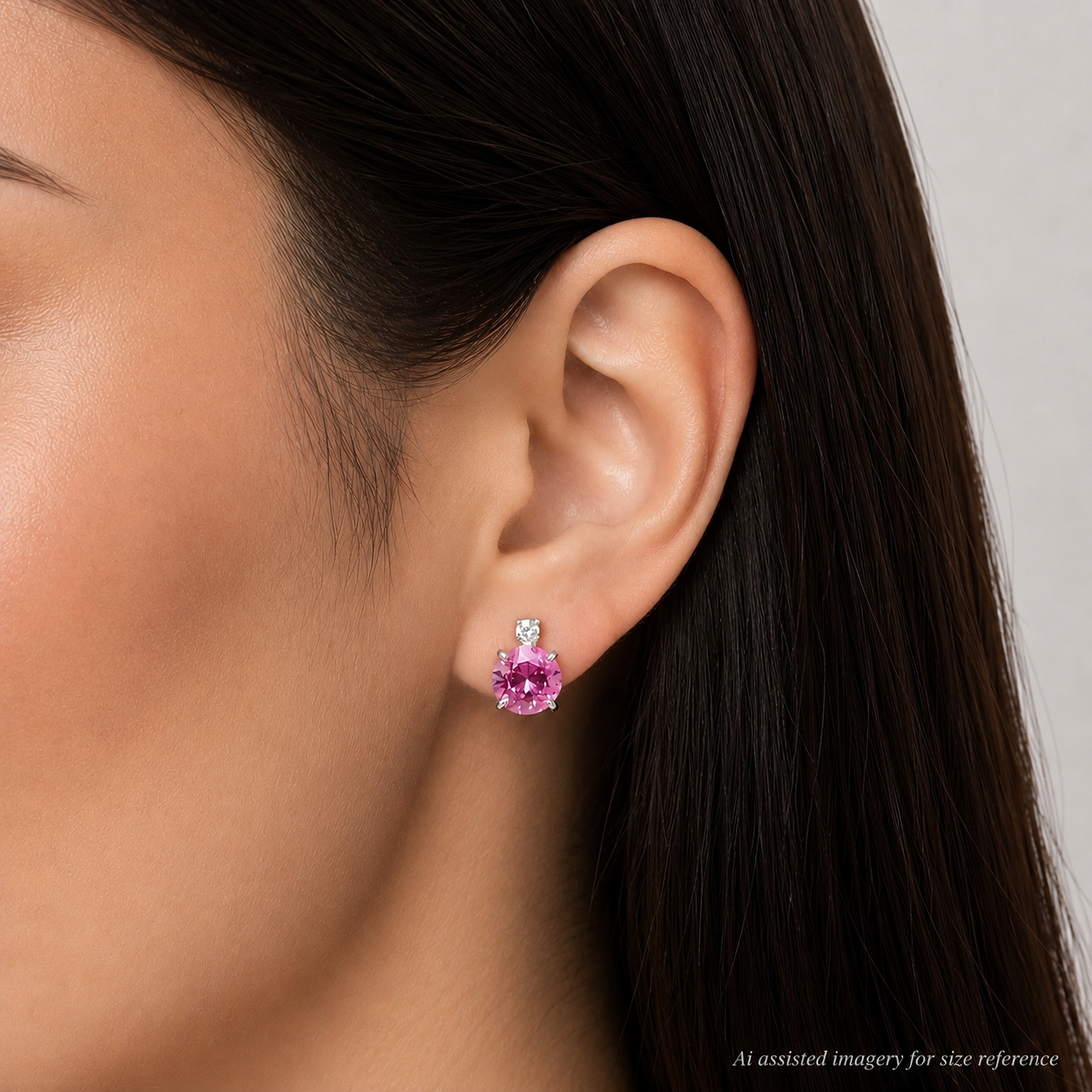4ctw Brilliant Cut Pink Sapphire Earrings with White Sapphire Accents