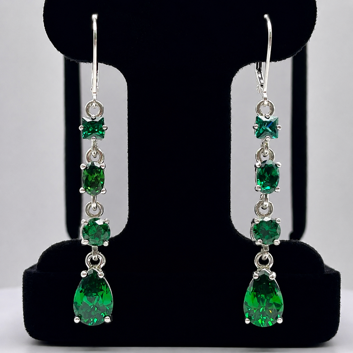 6.6ctw Multi Cut Emerald Earrings