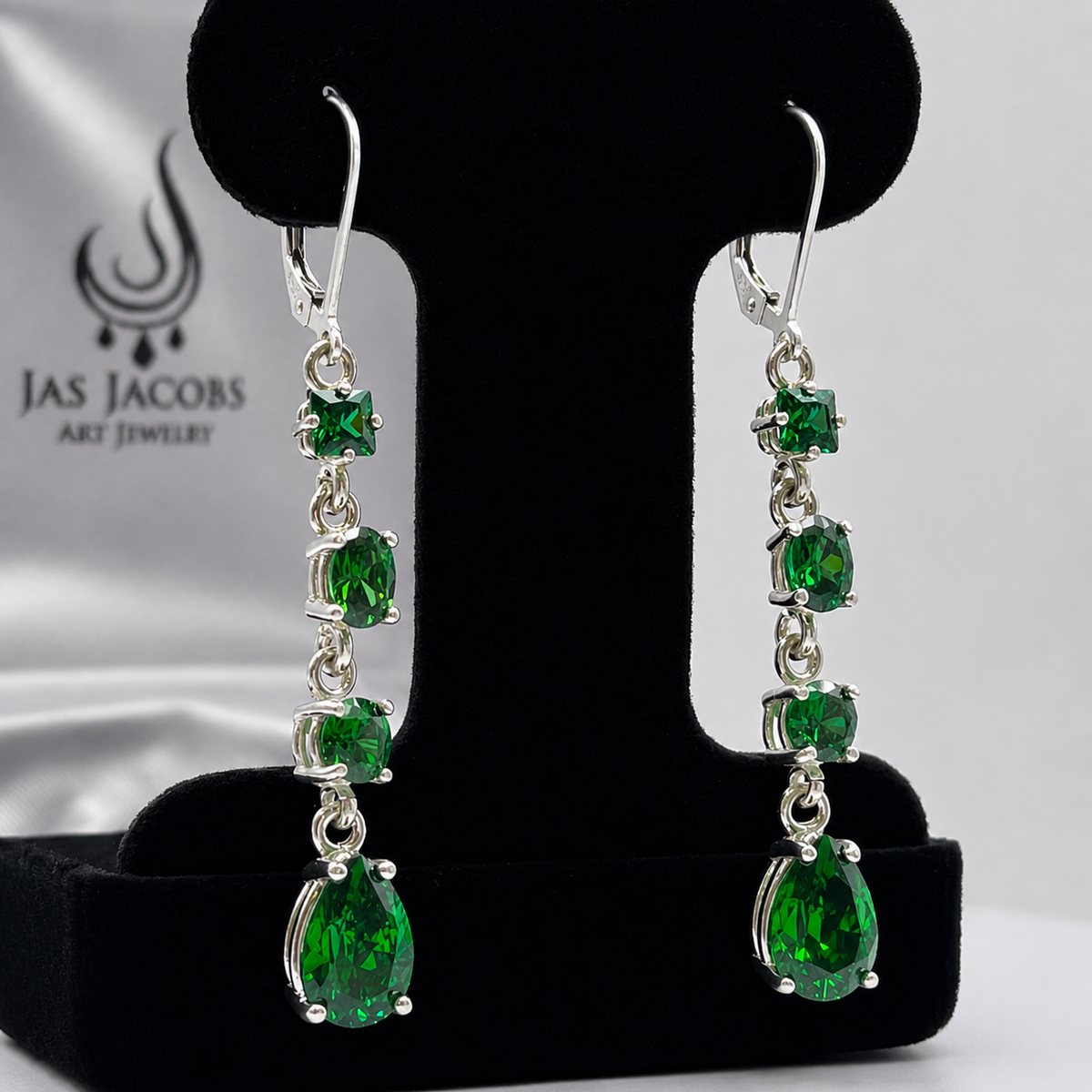 6.6ctw Multi Cut Emerald Earrings