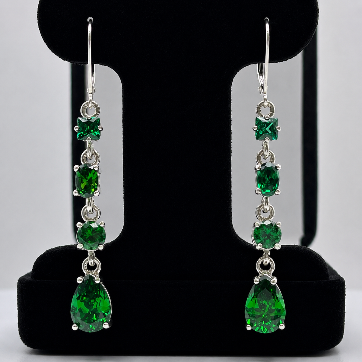 6.6ctw Multi Cut Emerald Earrings