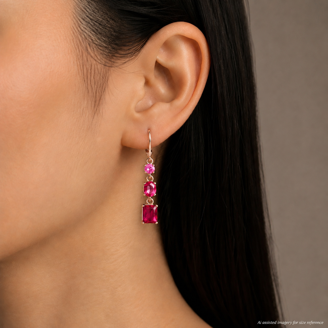 5ctw Multi Cut Cascading Pink Sapphires and Ruby Earrings