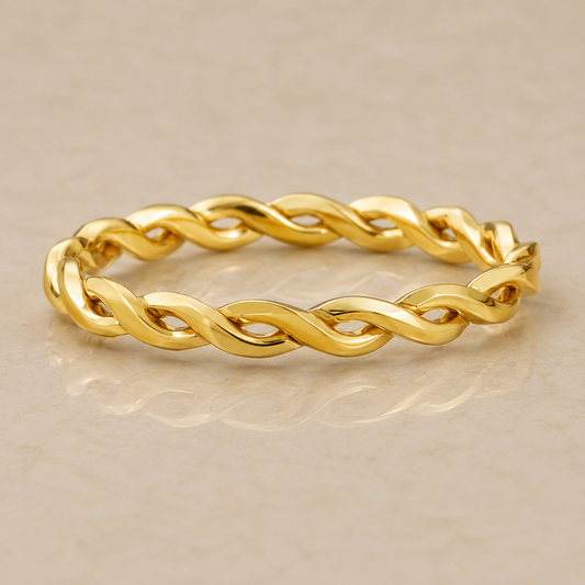 14K Yellow Gold Filled Twisted Infinity Ring | Dainty Stackable Gold Band for Women