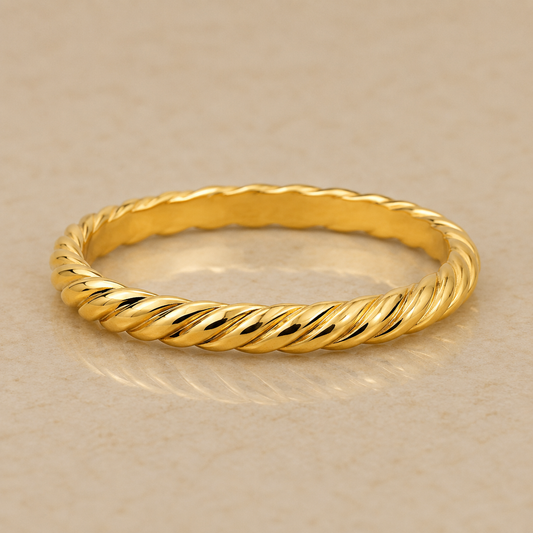 14K Yellow Gold Filled Twisted Stackable Ring | Dainty Rope Band Ring for Women | Minimalist Everyday Jewelry