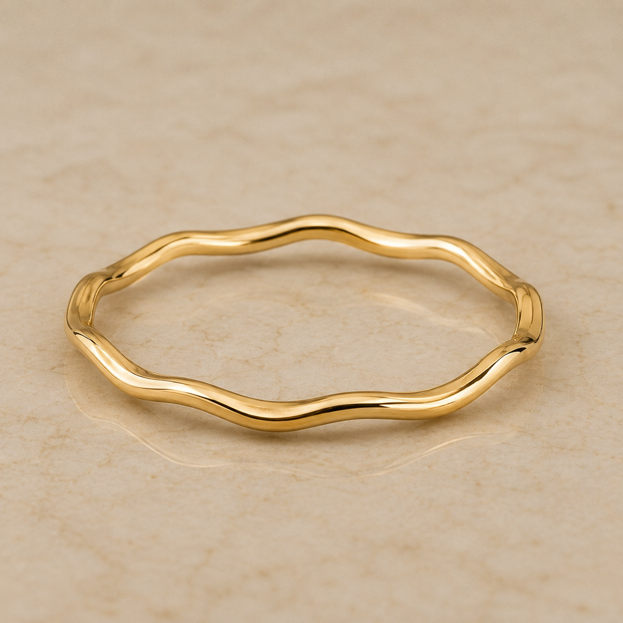 14K Yellow Gold Filled Wavy Stackable Ring | Dainty Organic Wave Band for Women