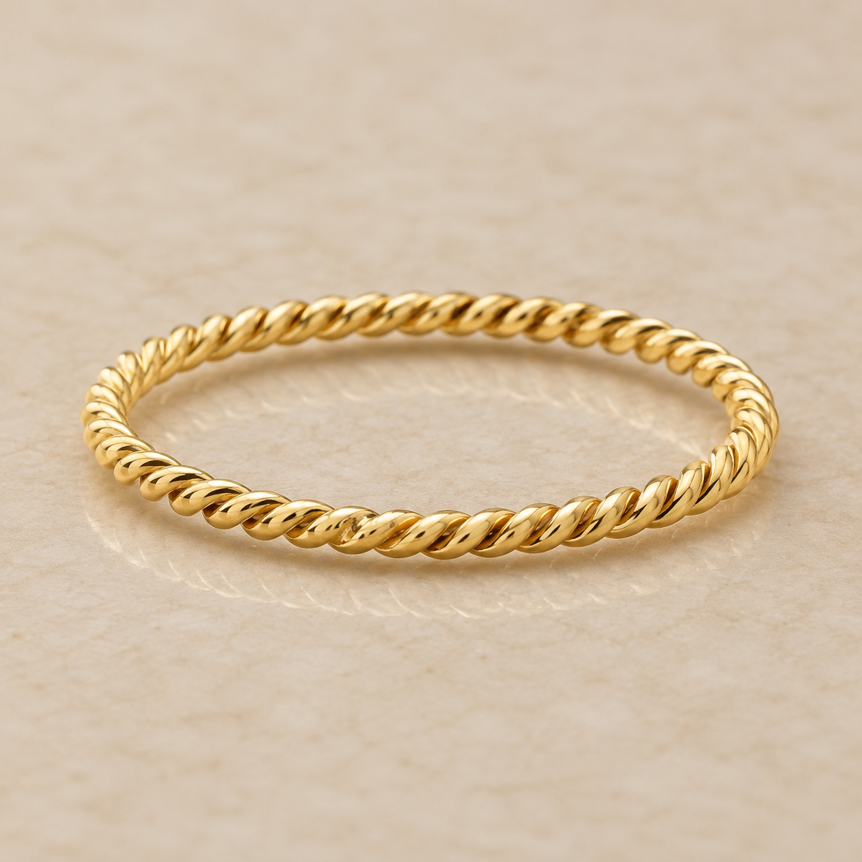 14K Yellow Gold Filled Mini Twisted Rope Ring | Dainty Rope Band for Women