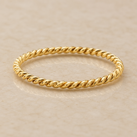 14K Yellow Gold Filled Mini Twisted Rope Ring | Dainty Rope Band for Women