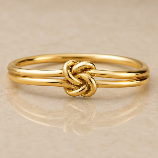 14K Yellow Gold Filled Double Love Knot Ring | Minimalist Stackable Knot Band for Women