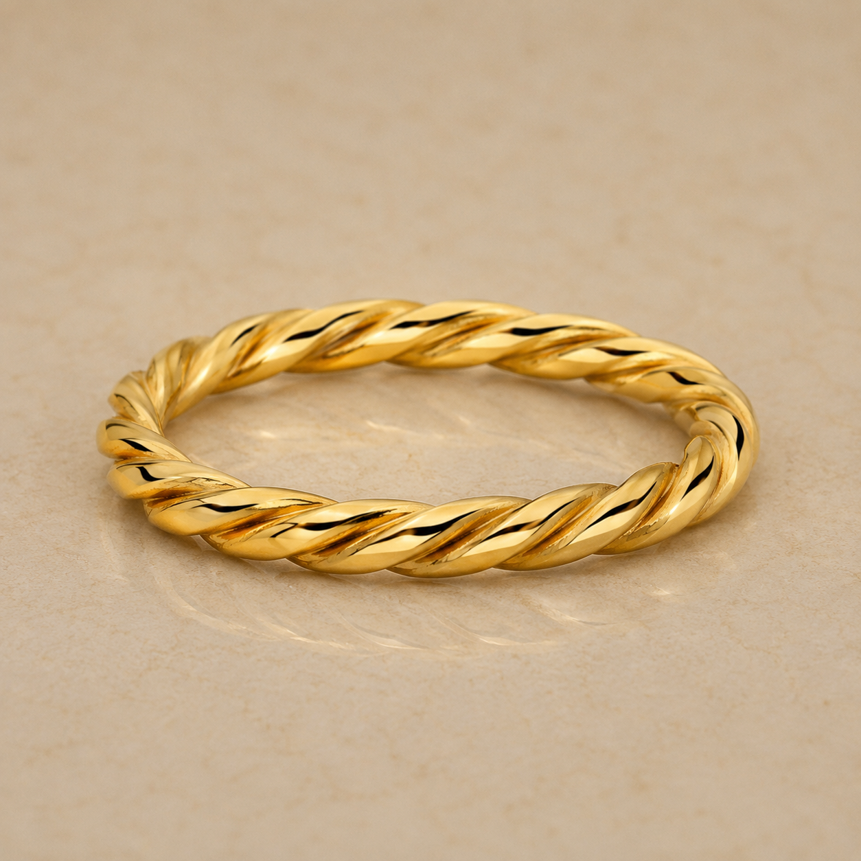14K Yellow Gold Filled Twisted Rope Ring | Stackable Rope Band for Women