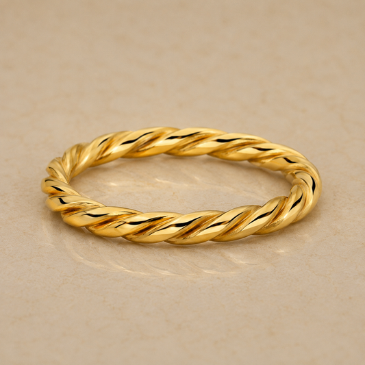 14K Yellow Gold Filled Twisted Rope Ring | Stackable Rope Band for Women