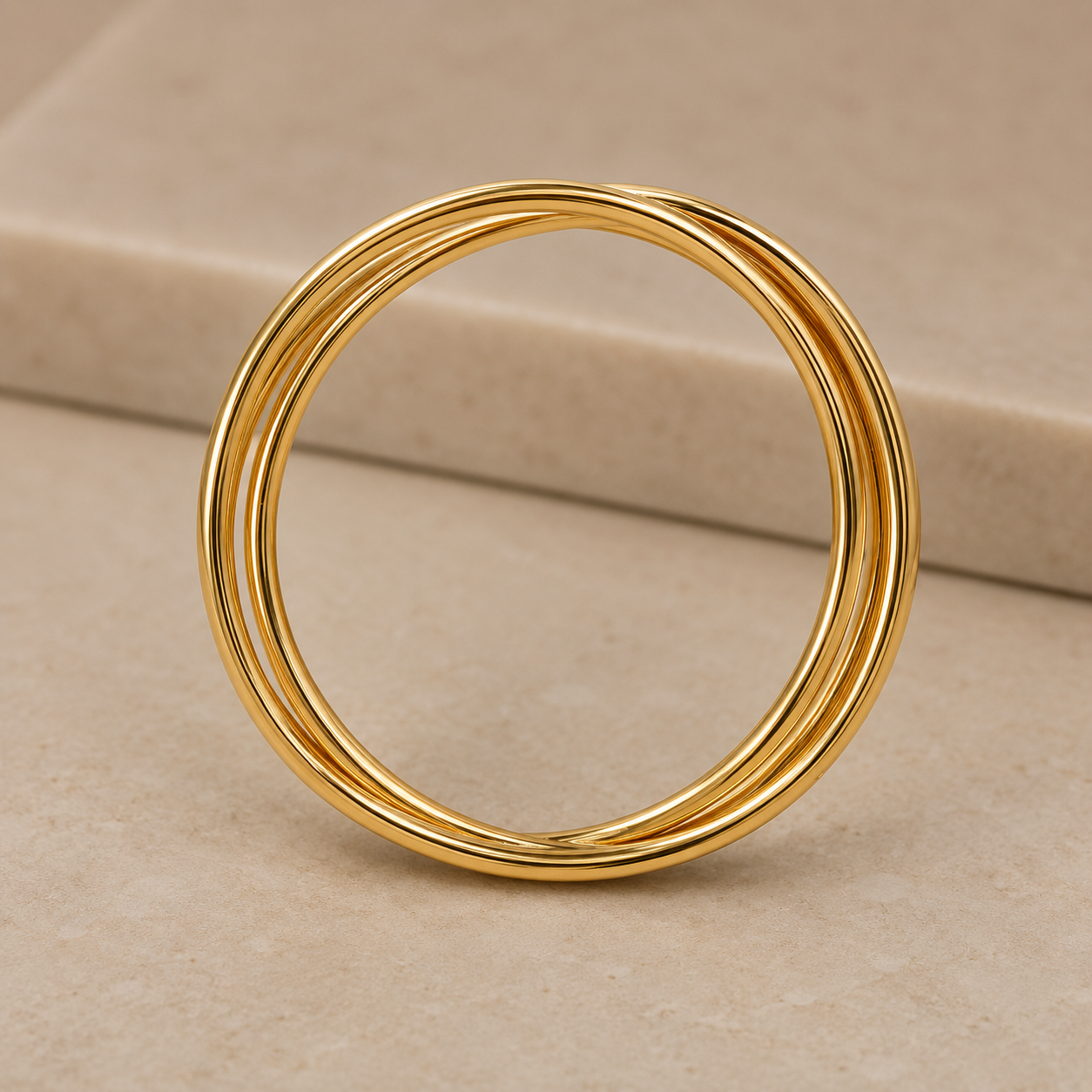 14K Yellow Gold Filled Interlocking Stackable Ring | Multi Band Layered Ring for Women