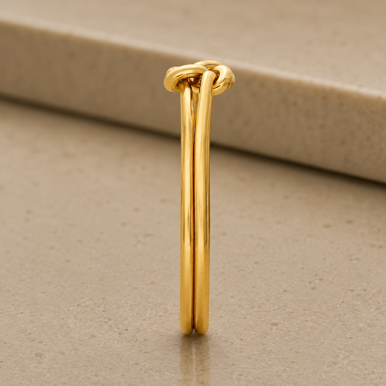 14K Yellow Gold Filled Double Love Knot Ring | Minimalist Stackable Knot Band for Women