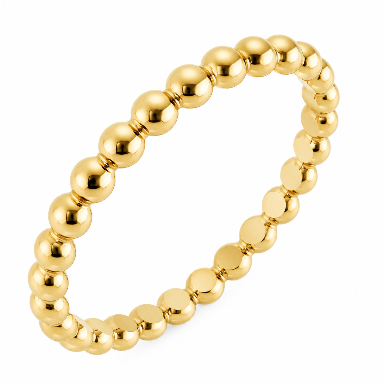 14k Yellow Gold 2.5mm Beaded Stackable Ring | Minimalist Ball Band | Dainty Everyday Ring