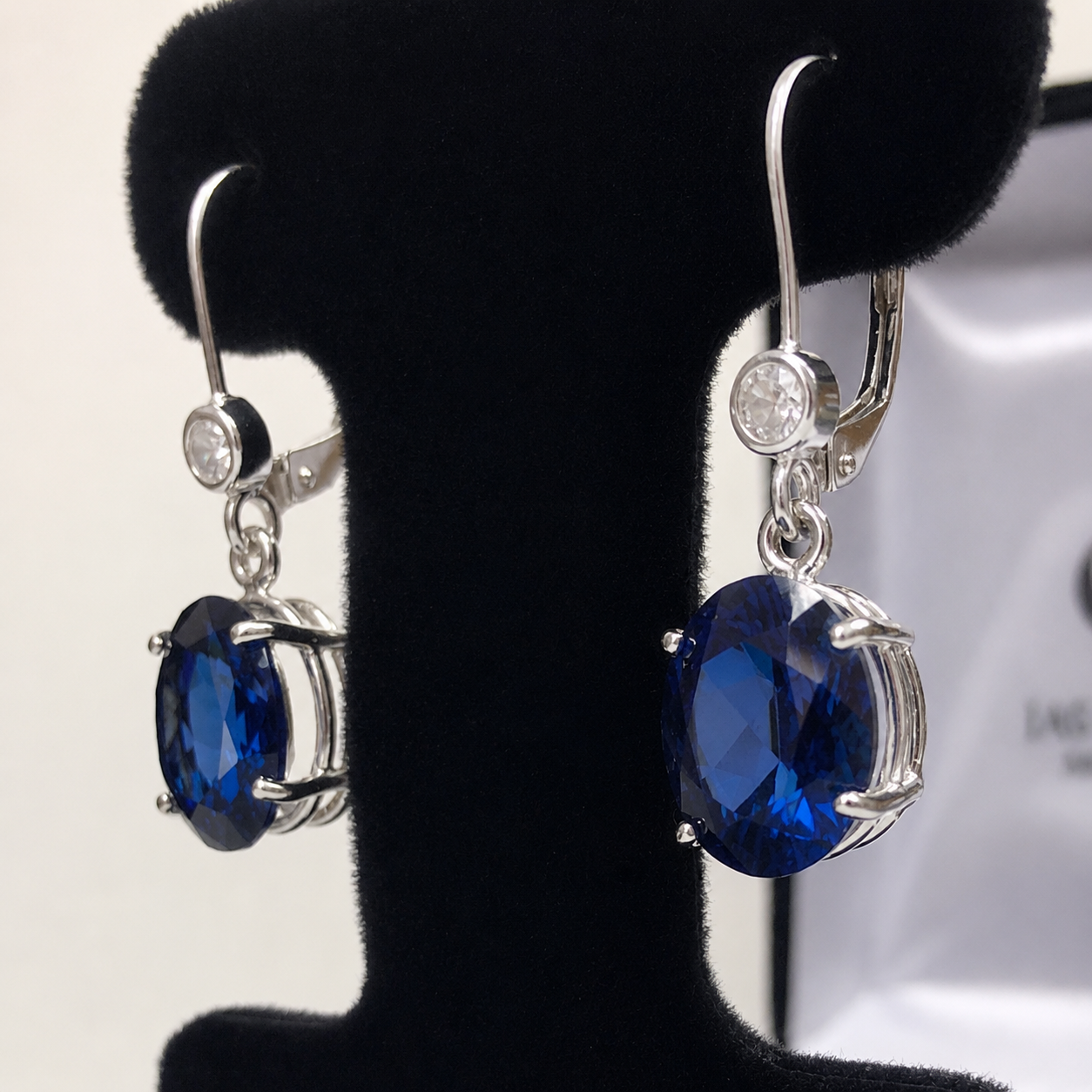 12 CTW Oval Cut Blue Sapphire Earrings