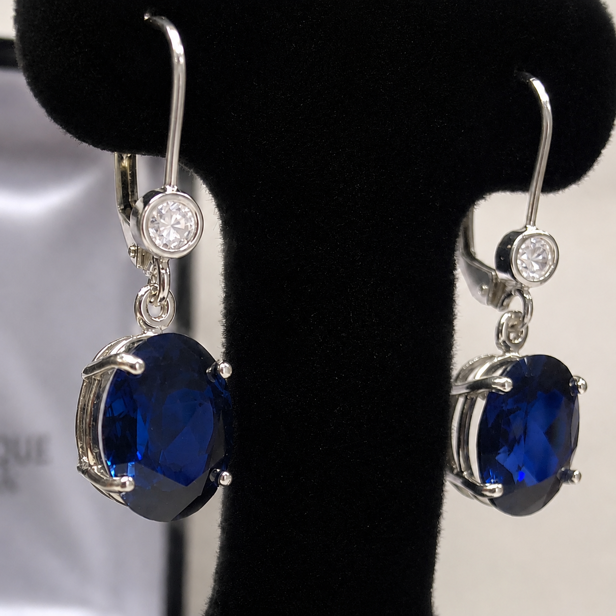 12 CTW Oval Cut Blue Sapphire Earrings