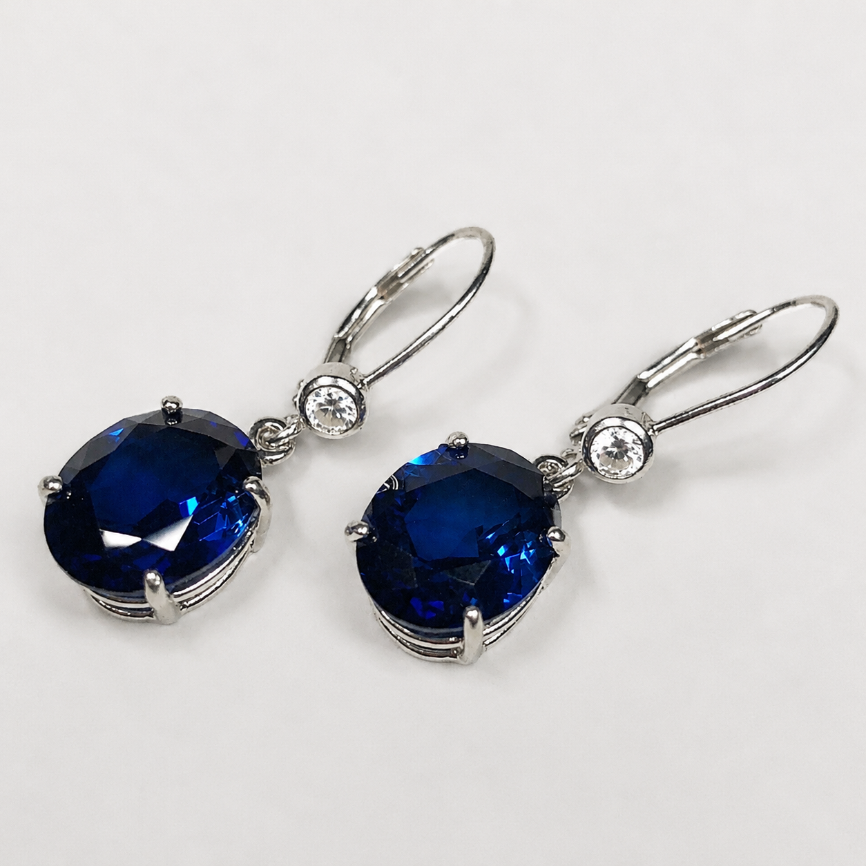 12 CTW Oval Cut Blue Sapphire Earrings
