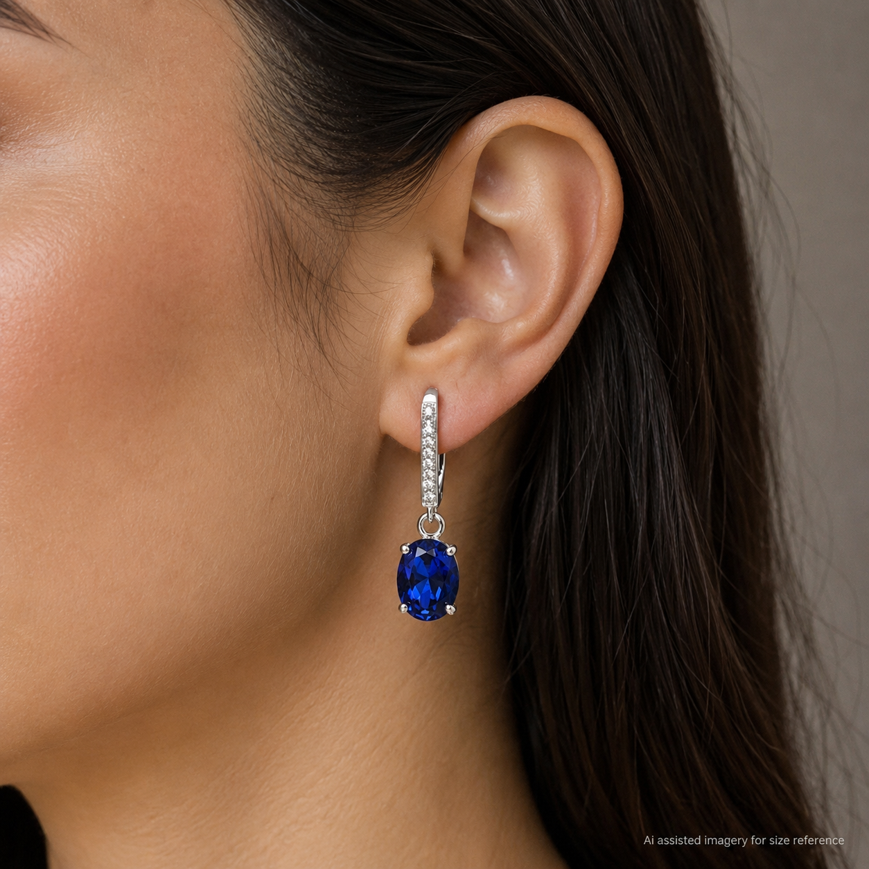6.08 CTW Oval Blue Sapphire Drop Earrings