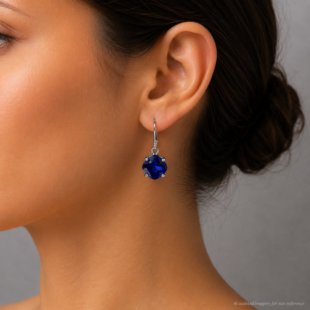 10 CTW Cushion Cut Blue Sapphire Drop Earrings