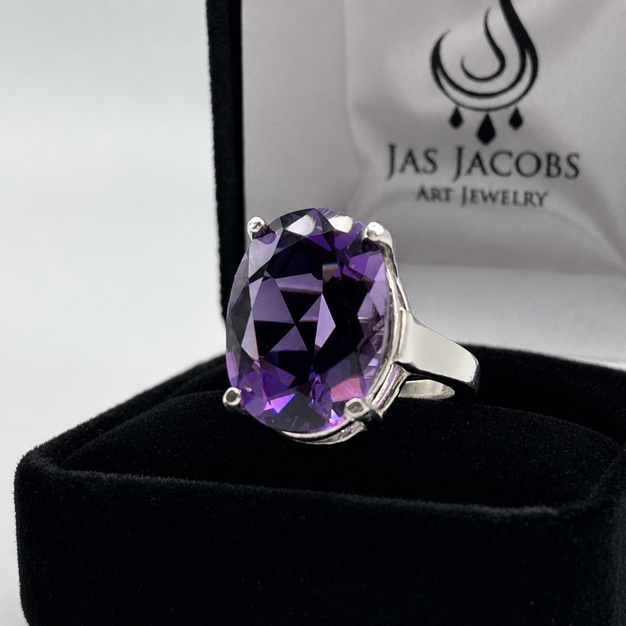 11.5ct Oval Cut Amethyst Statement Ring
