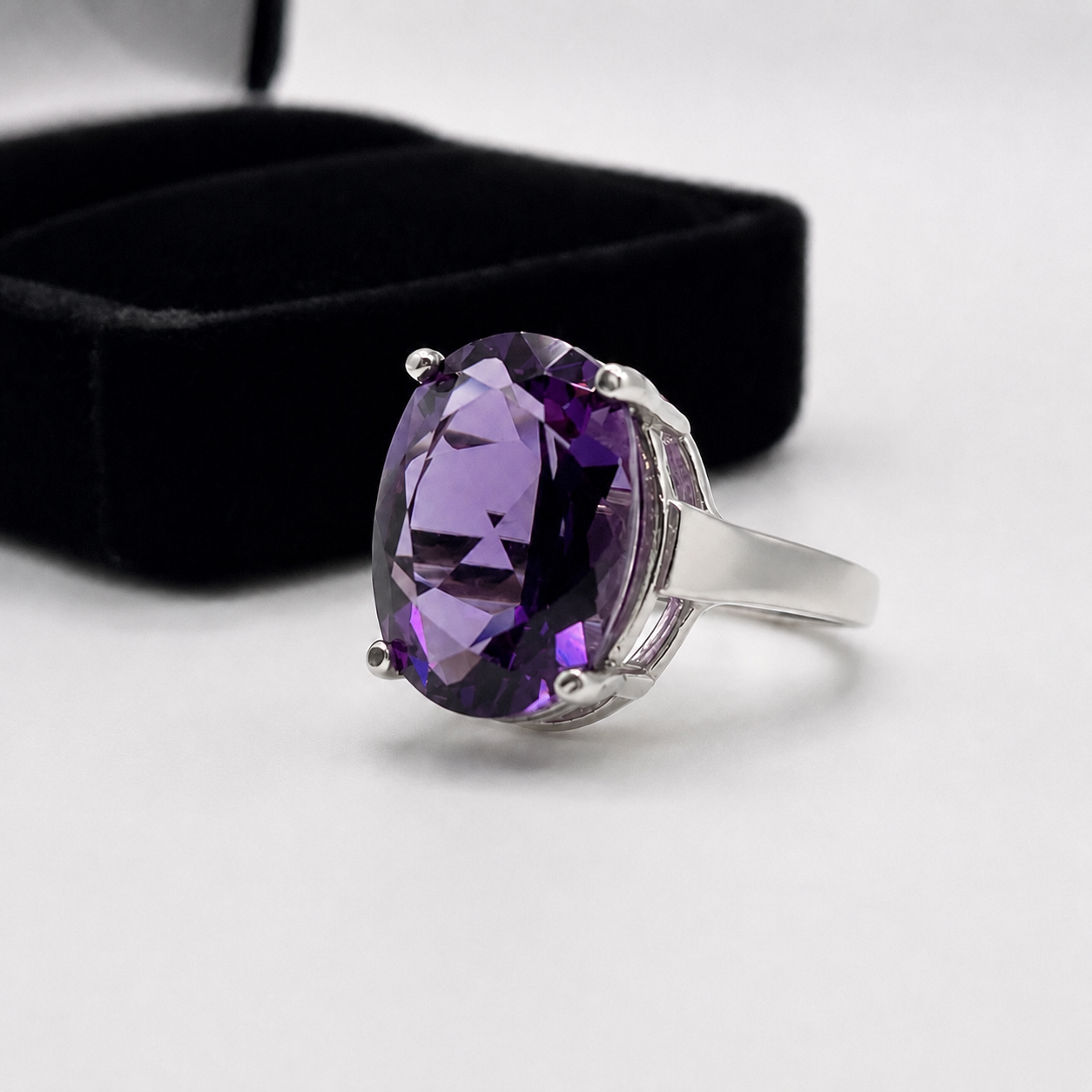 11.5ct Oval Cut Amethyst Statement Ring