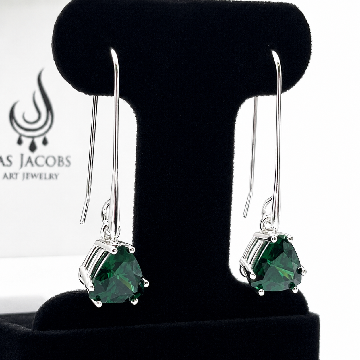 6ctw Trillion Cut Emerald Earrings