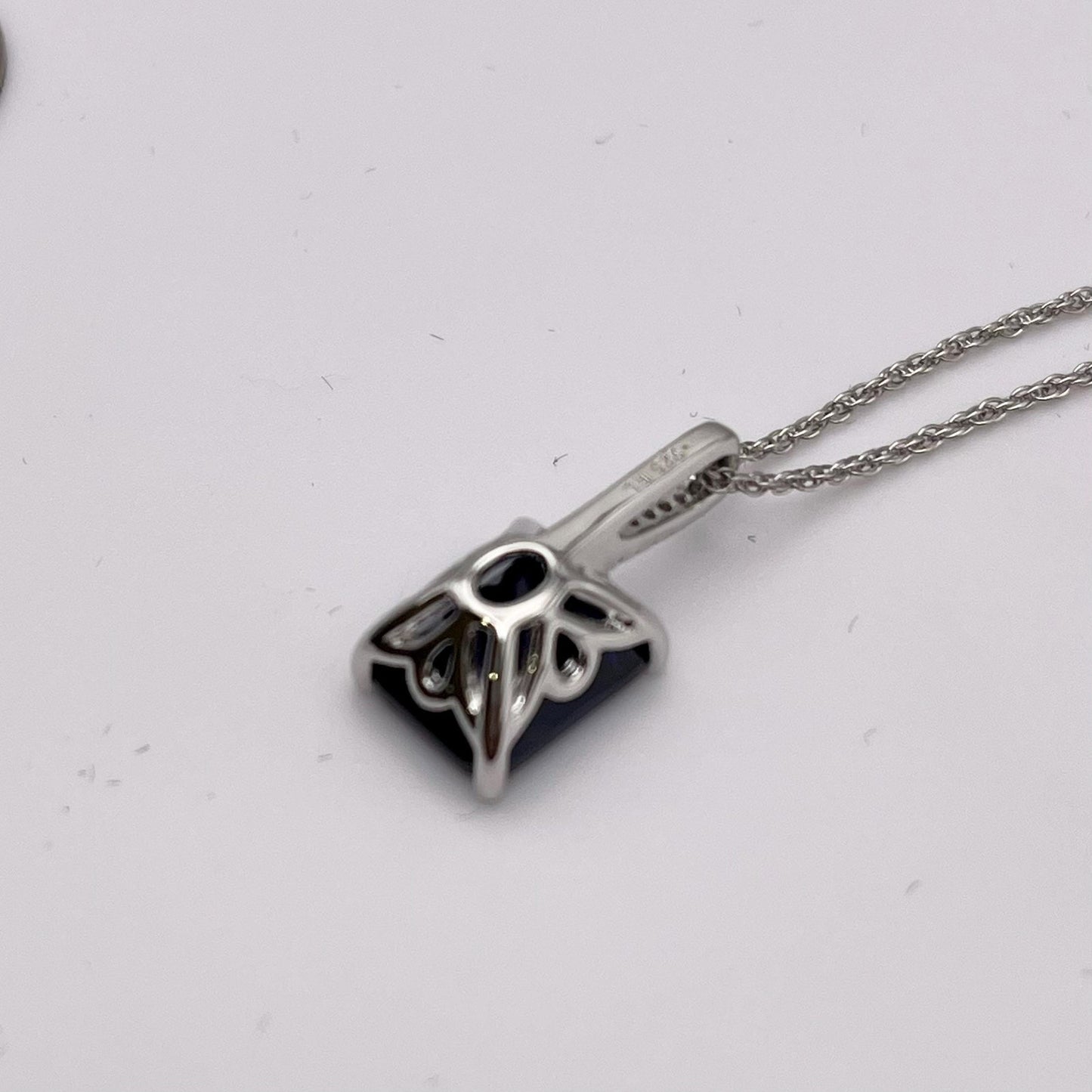Gorgeous 4ct Emerald Cut Sapphire Pendant Necklace Sapphire & Diamond Necklace jewelry Gift Bridal Gift September Birthstone