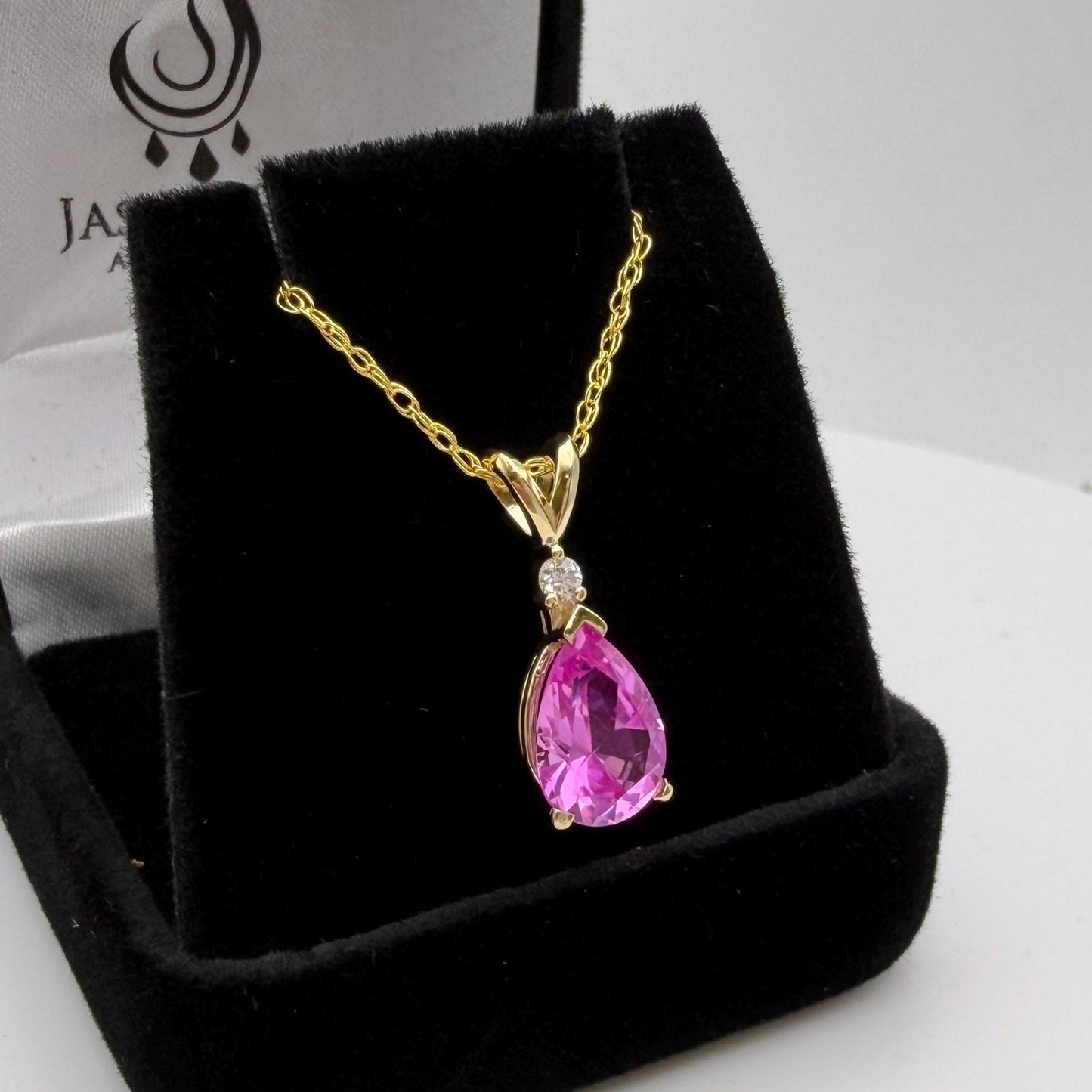 2ct Pear Cut Pink Sapphire Necklace Diamond Accent Heirloom Quality Jewelry Gift