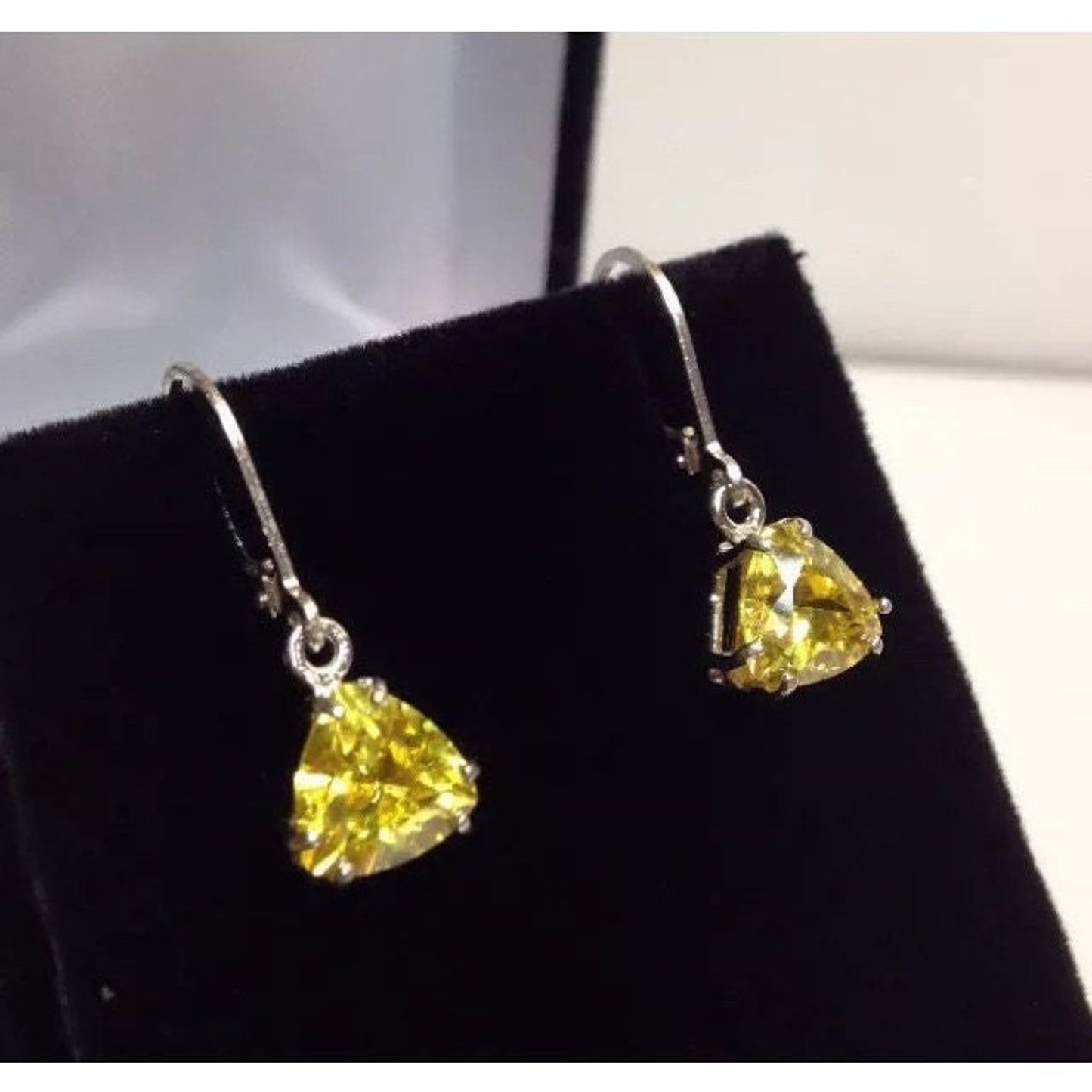 Beautiful 3.6ctw Trillion Cut Citrine Quartz in Sterling Silver Citrine Earrings