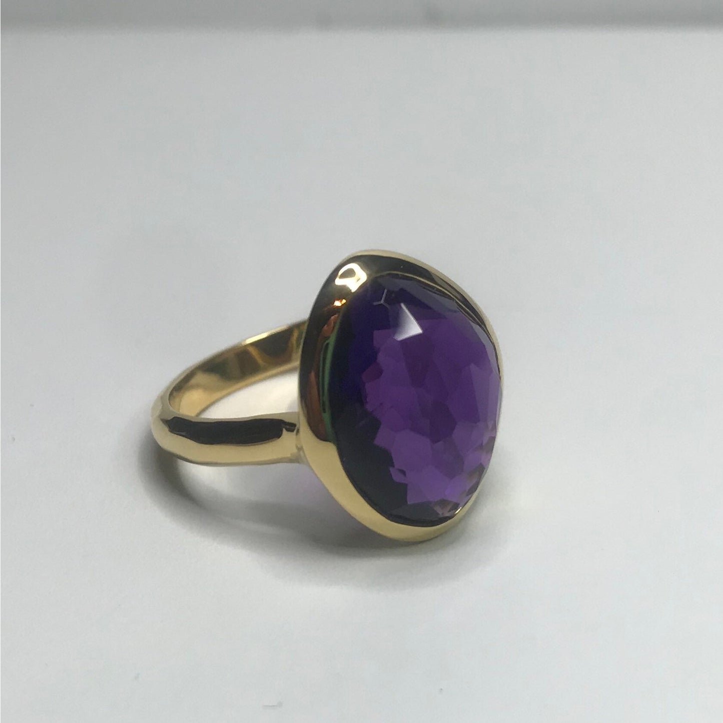 Gorgeous 5ct Genuine Amethyst Ring 18k Gold Vermeil Abstract Cut Amethyst Ring