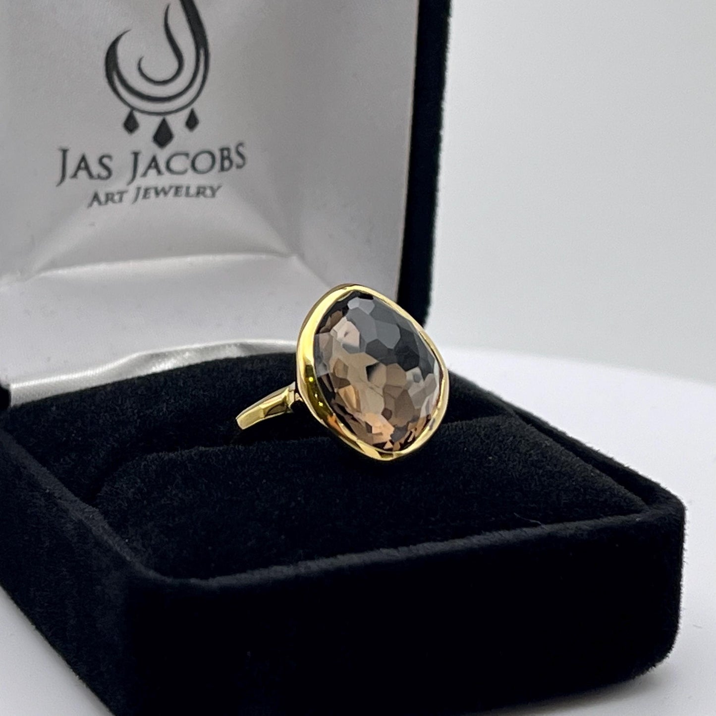 Beautiful 5ct Genuine Smoky Quartz Ring 18k Gold Vermeil Gold Smoky Quartz Ring