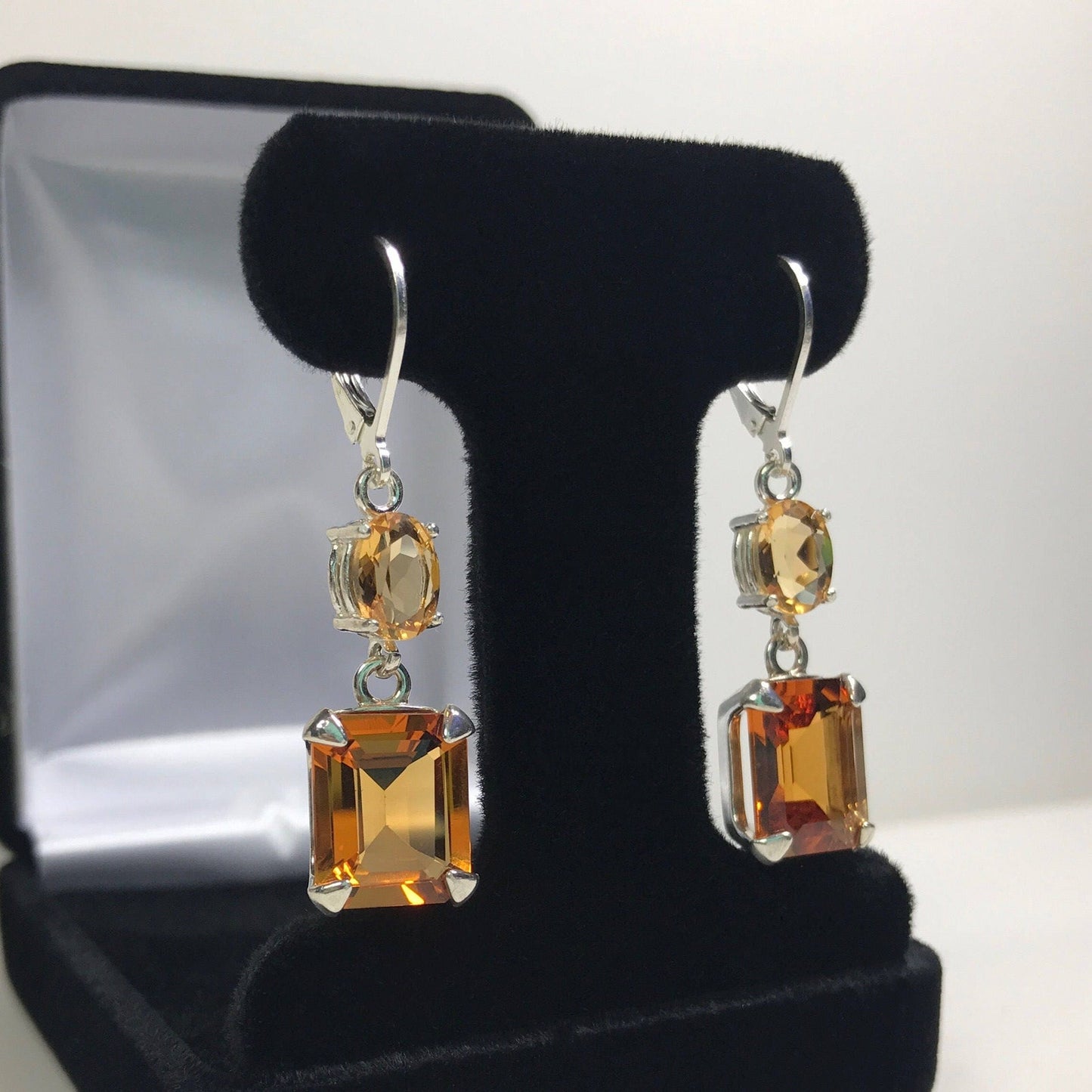 Gorgeous 8ctw Honey Citrine & Golden Citrine Earrings Madeira Citrine