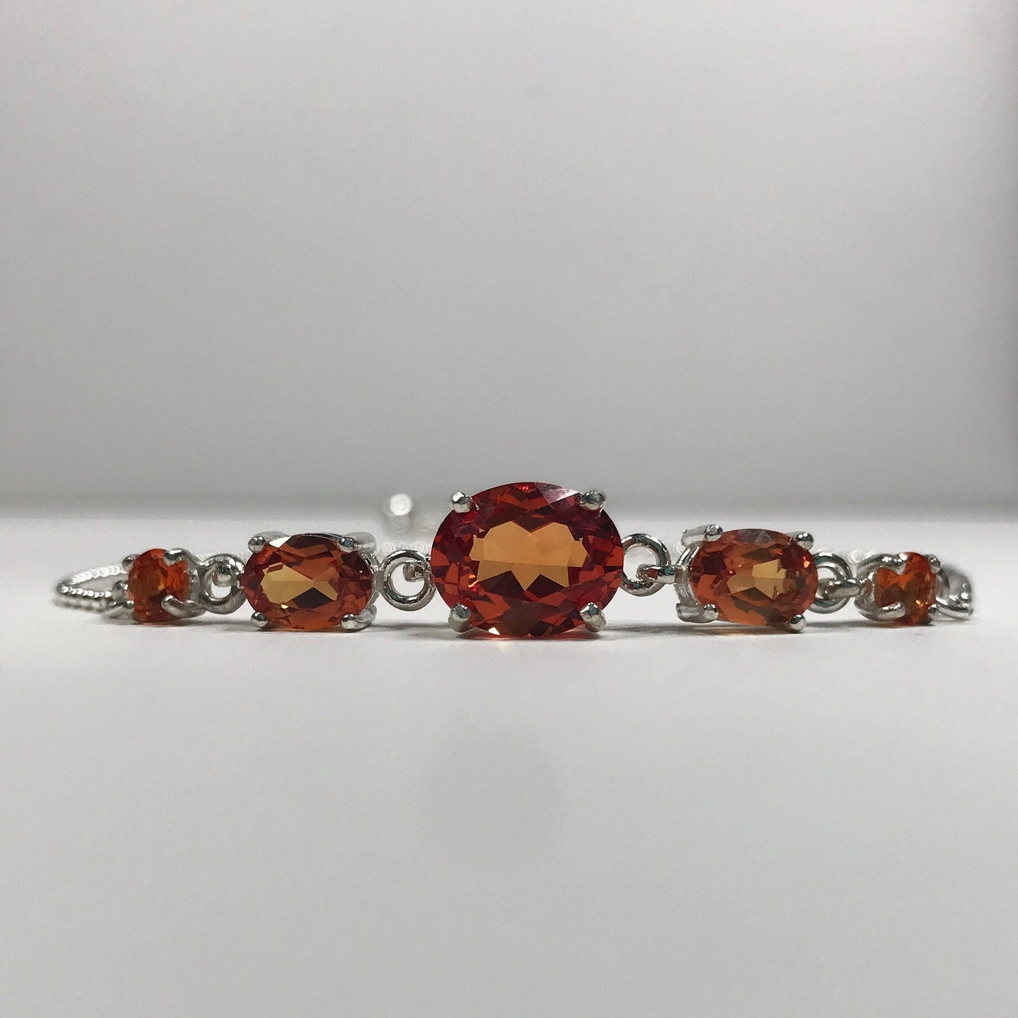 5.8ctw Orange Padparadscha Sapphire Bolo Bracelet in Sterling Silver Adjustable