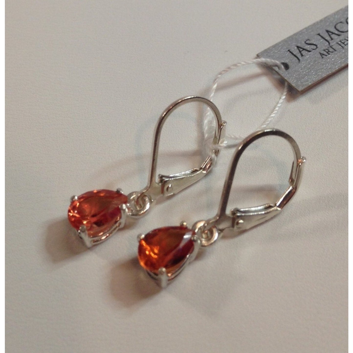 Beautiful 3ctw Pear Cut Orange Padparadscha Sapphire Earrings Sterling Silver Leverback Earrings Fine Jewelry Gift Orange Sapphire TearDrop