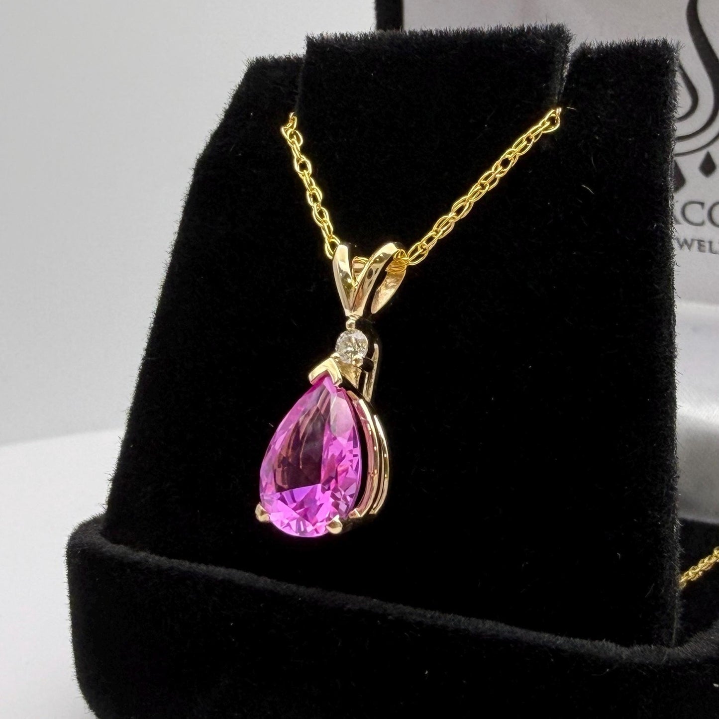 2ct Pear Cut Pink Sapphire Necklace Diamond Accent Heirloom Quality Jewelry Gift