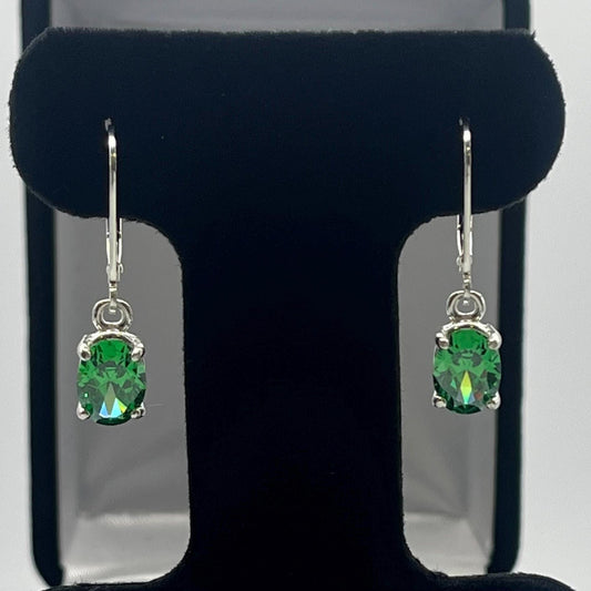 Beautiful 3.5ctw Oval Cut Emerald Earrings in Sterling Silver
